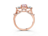 Rose gold Fancy Pink Pear Cut Diamond Three-Stone Ring with Prong Setting and Pavé Band_3