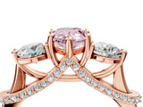 Rose gold Fancy Pink Pear Cut Diamond Three-Stone Ring with Prong Setting and Pavé Band_4
