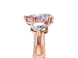 Rose gold Fancy Pink Pear Cut Diamond Three-Stone Ring with Prong Setting and Pavé Band_5