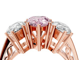 Rose gold Fancy Pink Pear Cut Diamond Three-Stone Ring with Prong Setting and Textured Band_4