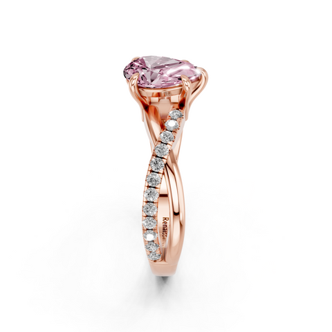 Rose gold Fancy Pink Pear  Cut Diamond Twist Band Solitaire with Prong Setting_12