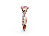 Rose gold Fancy Pink Pear  Cut Diamond Twist Band Solitaire with Prong Setting_66