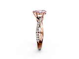 Rose gold Fancy Pink Pear  Cut Diamond Twisted Band with Pavé Setting and Four-Prong Setting_22