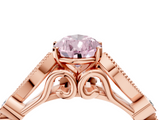 Rose gold Fancy Pink Pear  Cut Diamond with Milgrain Marquise and Bezel Accents on a Solitaire Band with Prong Setting_217