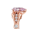 Rose gold Fancy Pink Pear  Cut Diamond with Milgrain Marquise and Bezel Accents on a Solitaire Band with Prong Setting_218