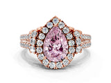 Rose gold Fancy Pink Pear  Cut Double Halo Diamond Engagement Ring with Pave Band and Four-Prong Setting_43