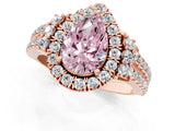 Rose gold Fancy Pink Pear  Cut Double Halo Diamond Engagement Ring with Pave Band and Four-Prong Setting_44