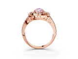 Rose gold Fancy Pink Pear  Cut Double Halo Diamond Engagement Ring with Pave Band and Four-Prong Setting_46
