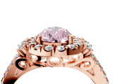 Rose gold Fancy Pink Pear  Cut Double Halo Diamond Engagement Ring with Pave Band and Four-Prong Setting_47