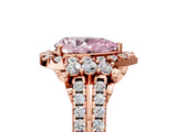 Rose gold Fancy Pink Pear  Cut Double Halo Diamond Engagement Ring with Pave Band and Four-Prong Setting_48