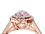 Rose gold Fancy Pink Pear  Cut Double Halo Split Shank Diamond Ring with Prong Setting_54