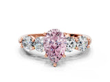 Rose gold Fancy Pink Pear  Cut Five-Stone Prong Set Diamond Ring with Classic Band_32