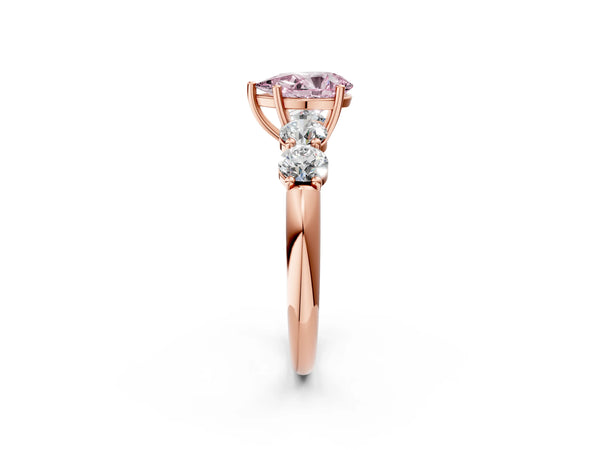 Rose gold Fancy Pink Pear  Cut Five-Stone Prong Set Diamond Ring with Classic Band