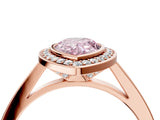 Rose gold Fancy Pink Pear Cut Halo Bezel Diamond Pave Band Ring_4