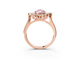 Rose gold Fancy Pink Pear Cut Halo Diamond Cluster Ring with Marquise and Round Stones on a White Gold Band with Prong Setting_3
