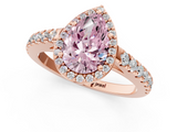 Rose gold Fancy Pink Pear  Cut Halo Diamond Engagement Ring with Pave Band and Four-Prong Setting_29