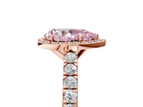 Rose gold Fancy Pink Pear  Cut Halo Diamond Engagement Ring with Pave Band and Four-Prong Setting_33