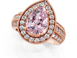 Rose gold Fancy Pink Pear Cut Halo Diamond Engagement Ring with Pave Split Shank and Four-Prong Setting_1