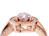 Rose gold Fancy Pink Pear Cut Halo Diamond Engagement Ring with Pave Split Shank and Four-Prong Setting_4