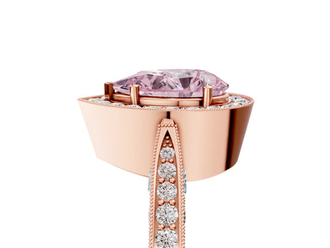Rose gold Fancy Pink Pear Cut Halo Diamond Engagement Ring with Split Shank Band and Four-Prong Setting_5