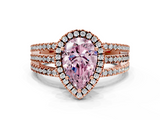Rose gold Fancy Pink Pear  Cut Halo Diamond Engagement Ring with Split Shank and Four-Prong Setting_20