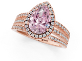 Rose gold Fancy Pink Pear  Cut Halo Diamond Engagement Ring with Split Shank and Four-Prong Setting_21