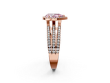 Rose gold Fancy Pink Pear  Cut Halo Diamond Engagement Ring with Split Shank and Four-Prong Setting_22