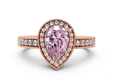 Rose gold Fancy Pink Pear  Cut Halo Diamond Pave Band Ring with Four-Prong Setting_45
