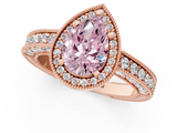 Rose gold Fancy Pink Pear  Cut Halo Diamond Pave Band Ring with Four-Prong Setting_46