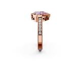 Rose gold Fancy Pink Pear  Cut Halo Diamond Pave Band Ring with Four-Prong Setting_47