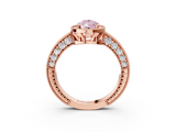 Rose gold Fancy Pink Pear  Cut Halo Diamond Pave Band Ring with Four-Prong Setting_48