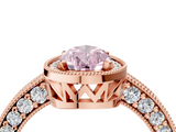 Rose gold Fancy Pink Pear  Cut Halo Diamond Pave Band Ring with Four-Prong Setting_49