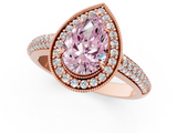 Rose gold Fancy Pink Pear  Cut Halo Diamond Pave Band with Four-Prong Setting_37