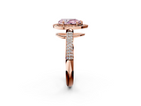Rose gold Fancy Pink Pear  Cut Halo Diamond Pave Band with Four-Prong Setting_38