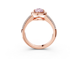 Rose gold Fancy Pink Pear  Cut Halo Diamond Pave Band with Four-Prong Setting_39