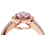 Rose gold Fancy Pink Pear  Cut Halo Diamond Pave Band with Four-Prong Setting_40