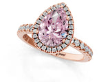 Rose gold Fancy Pink Pear Cut Halo Diamond Pave Band with Prong Setting_1