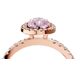 Rose gold Fancy Pink Pear Cut Halo Diamond Pave Band with Prong Setting_4