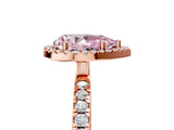 Rose gold Fancy Pink Pear Cut Halo Diamond Pave Band with Prong Setting_5