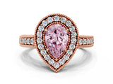 Rose gold Fancy Pink Pear  Cut Halo Diamond Ring with Pavé Band and Four-Prong Setting_118