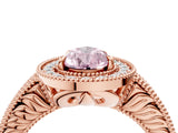 Rose gold Fancy Pink Pear  Cut Halo Diamond Ring with Pavé Band and Four-Prong Setting_122