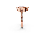 Rose gold Fancy Pink Pear  Cut Halo Diamond Ring with Pavé Band and Milgrain Prong Setting_34