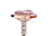 Rose gold Fancy Pink Pear Cut Halo Diamond Ring with Pavé Band and Three-Prong Setting_5