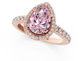 Rose gold Fancy Pink Pear  Cut Halo Diamond Ring with Pave Band and Four-Prong Setting_26