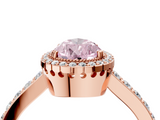 Rose gold Fancy Pink Pear  Cut Halo Diamond Ring with Pave Band and Four-Prong Setting_29