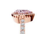 Rose gold Fancy Pink Pear  Cut Halo Diamond Ring with Pave Band and Four-Prong Setting_30