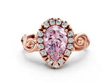 Rose gold Fancy Pink Pear  Cut Halo Diamond Ring with Scrollwork Band and Four-Prong Setting_126
