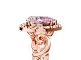 Rose gold Fancy Pink Pear  Cut Halo Diamond Ring with Scrollwork Band and Four-Prong Setting_131