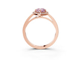 Rose gold Fancy Pink Pear Cut Halo Diamond Ring with Solitaire Band and Prong Setting_3
