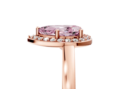 Rose gold Fancy Pink Pear Cut Halo Diamond Ring with Solitaire Band and Prong Setting_5